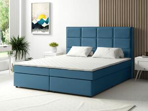 Łóżko kontynentalne 140x200 Milano niebieskie z pojemnikami na pościel