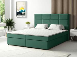 Łóżko kontynentalne 180x200 Milano zielone z pojemnikami na pościel