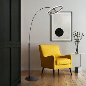 Globo Lampa łukowa - lampa stojąca Della, możliwość ściemniania, czarny, salon / jadalnia, aluminium, nowoczesny