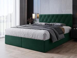 Łóżko tapicerowane 140x200 Harlem zielony welur