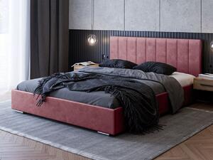 Łóżko 120x200 tapicerowane Roma różowe z pojemnikiem i stelażem