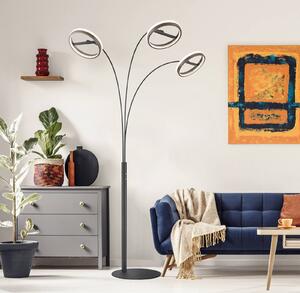 Globo Lampa łukowa - lampa stojąca Della, możliwość ściemniania, czarny, salon / jadalnia, aluminium, nowoczesny
