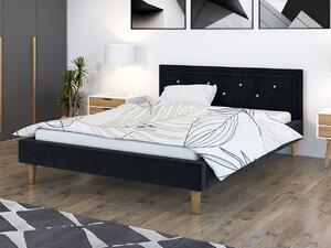 Łóżko tapicerowane 120x200 Diana czarne drewniany stelaż styl glamour
