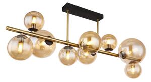 Lampa sufitowa szklane bursztynowe klosze na złotej listwie Globo Lighting 56135-9D Riha 9xG9
