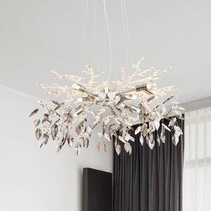 Globo Żyrandol kryształowy Danna, możliwość ściemniania, chromowy / srebrny, salon / jadalnia, metal