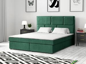 Łóżko kontynentalne 120x200 Lopez zielone z pojemnikami na pościel