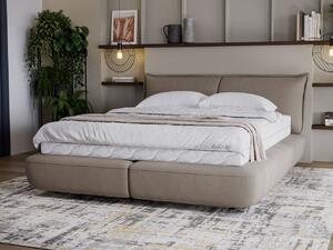 Łóżko tapicerowane 160x200 Softy ciemnobeżowe w tkaninie welwetowej