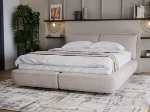 Łóżko tapicerowane 140x200 Softy beżowe w tkaninie welwetowej