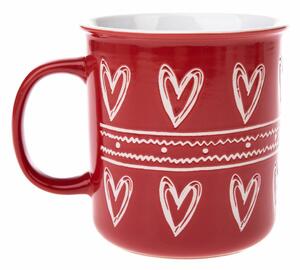 Świąteczny kubek ceramiczny Christmas heart II czerwony, 710 ml