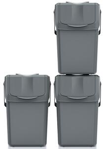 Zestaw czterech pojemników do segregacji śmieci 25 litrów SORTIBOX - kamienny szary