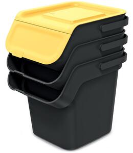 Zestaw trzech pojemników na odpady 20 litrów KADDI Q SET - czarny