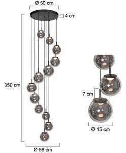 Steinhauer Lampa wisząca Bollique, możliwość ściemniania, aluminiowy / szary / cynkowy, salon / jadalnia, szkło