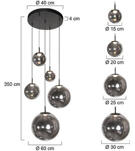 Steinhauer Lampa wisząca Bollique, możliwość ściemniania, aluminiowy / szary / cynkowy, salon / jadalnia, szkło
