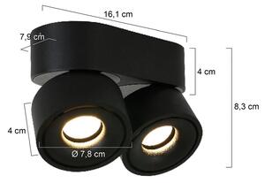 Steinhauer Reflektor sufitowy LED Fez, czarny, 2-punktowy, metalowy, obrotowy możliwość ściemniania, czarny, salon / jadalnia, metal, nowoczesny