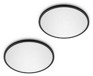Philips Lampa sufitowa LED SuperSlim, możliwość ściemniania, czarny, biuro, tworzywo sztuczne, nowoczesny