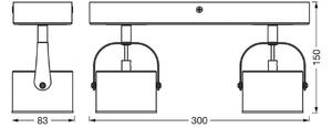 OSRAM Lampa sufitowa LED Jupiter, 2-punktowa, srebrna, metalowa JUPITER, chromowy / srebrny, salon / jadalnia, metal, nowoczesny