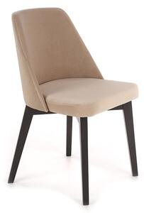 Krzesło tapicerowane Tagero na drewnianych nogach - beż / Solo 652 / Milos 09 / czarne nogi