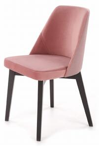 Krzesło tapicerowane Tagero na drewnianych nogach - róż / Solo 254 / Milos 61 / czarny