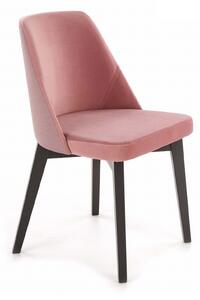 Krzesło tapicerowane Tagero na drewnianych nogach - róż / Solo 254 / Milos 61 / czarny