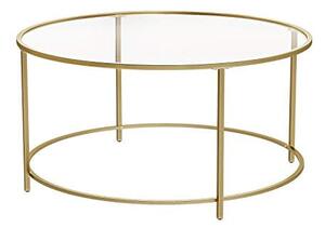 Stolik kawowy okrągły ława do salonu okrągły szklany złoty 84cm