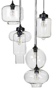 Lampa wisząca 6-punktowa do mieszkania z okrągłymi kloszami szklane przezroczysta metalowa okrągłe klosze Bemboka Beliani