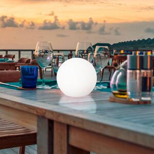 FH Lighting Lampa zewnętrzna LED Dabus, Ø 25 cm, kulista, biała, akryl możliwość ściemniania, biały / opal, salon / jadalnia, tworzywo sztuczne