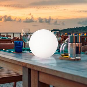 FH Lighting Lampa zewnętrzna LED Dabus, Ø 30 cm, kulista, biała, akryl możliwość ściemniania, biały / opal, salon / jadalnia, tworzywo sztuczne
