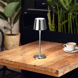 FH Lighting Lampa stołowa LED Roxi, niklowa, metalowa, IP54, ściemniana możliwość ściemniania, aluminiowy / szary / cynkowy, salon / jadalnia, metal, nowoczesny