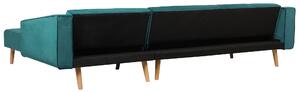 Narożnik welurowy lewostronny sofa rozkładana pikowane oparcie zielony Vadso Beliani