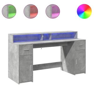 Biurko z podÅwietleniem LED, betonowa szaroÅÄ, 160x55x91 cm