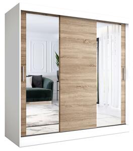 Szafa przesuwna biały + dąb sonoma 200 cm H7-P09