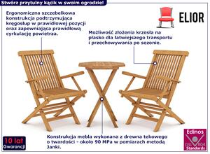 Drewniany zestaw dwóch krzeseł i stolika do ogrodu - Zonex