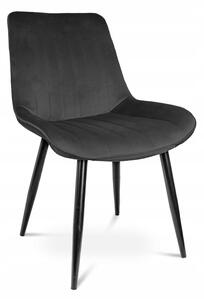 Czarne welurowe krzesło do stołu - Agno