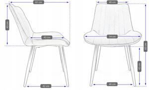 Granatowe welurowe krzesło do pokoju - Agno