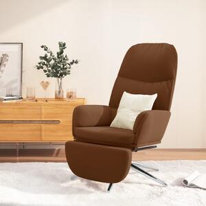 Fotel z podnóżkiem, brązowy, sztuczna skóra zamszowa