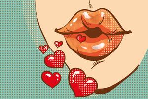 Tapeta pop-art pocałunek pełen miłości