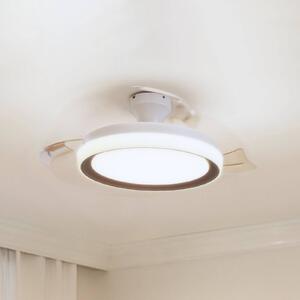 Philips Wentylator sufitowy LED Bliss, złoto-biały, cichy, CCT możliwość ściemniania, biały / opal, salon / jadalnia, metal, nowoczesny