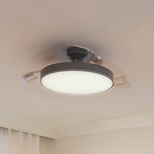 Philips Wentylator sufitowy LED Atlas, niklowy, cichy, CCT możliwość ściemniania, aluminiowy / szary / cynkowy, salon / jadalnia, metal, nowoczesny