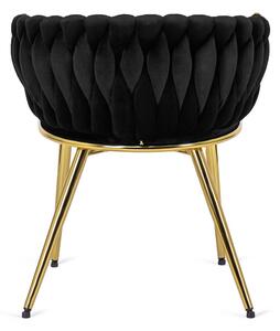 Czarne krzesło plecione w stylu glamour - Upro