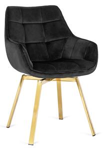 Czarne obrotowe krzesło welurowe z podłokietnikami - Daco