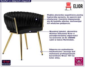 Czarne krzesło plecione w stylu glamour - Upro