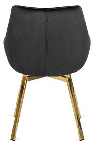 Czarne obrotowe krzesło welurowe z podłokietnikami - Daco