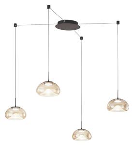 Fabas Luce Lampa wisząca szklana Brena, możliwość ściemniania, brązowy / rdzawy, salon / jadalnia, szkło, nowoczesny