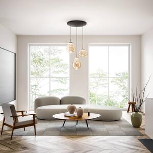 Fabas Luce Lampa wisząca szklana Deva, możliwość ściemniania, kremowy / amber, salon / jadalnia, szkło, nowoczesny