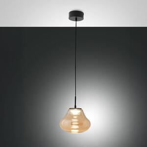 Fabas Luce Lampa wisząca szklana Deva, możliwość ściemniania, kremowy / amber, salon / jadalnia, szkło, nowoczesny