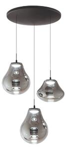Fabas Luce Lampa wisząca szklana Deva, możliwość ściemniania, aluminiowy / szary / cynkowy, salon / jadalnia, szkło, nowoczesny