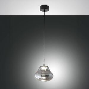 Fabas Luce Lampa wisząca szklana Deva, możliwość ściemniania, aluminiowy / szary / cynkowy, salon / jadalnia, szkło, nowoczesny