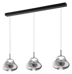 Fabas Luce Lampa wisząca szklana Deva, możliwość ściemniania, aluminiowy / szary / cynkowy, salon / jadalnia, szkło, nowoczesny