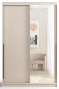 Kaszmirowa przesuwna szafa z lustrem i szufladami 140 cm H1-M54
