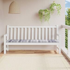 Poduszka na ławkę ogrodową, szara krata, 200x50x3 cm, tkanina